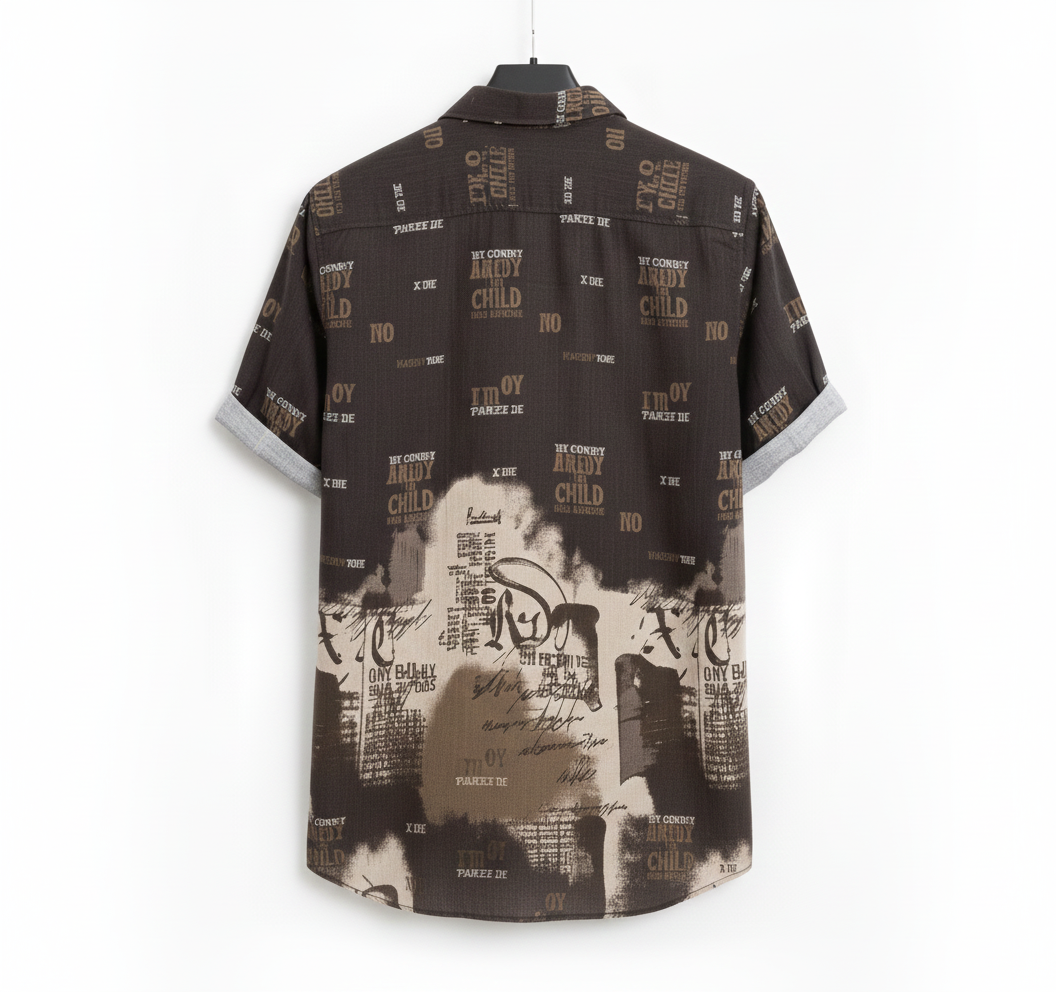 Distressed Graphic Print Fit Casual Shirt
