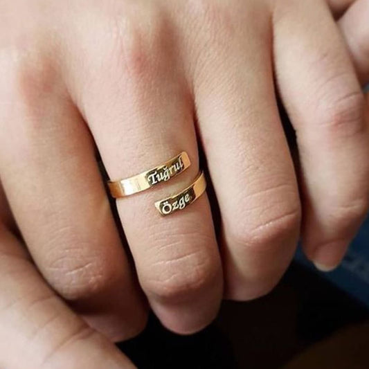 Custom Double Name Gold Ring