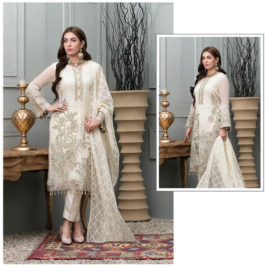 Beautiful White Luxurious Pakistani Style Salawar Kameez