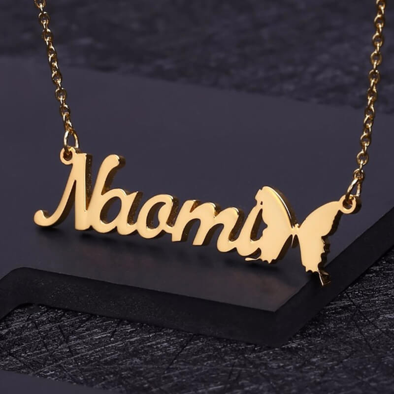 Customizable Butterfly Name Necklace - Main Image