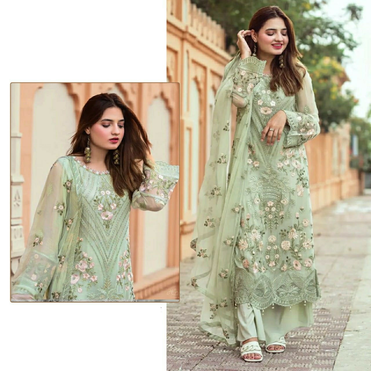 Green Pure Georgette Pakistani Style Salwar Suit