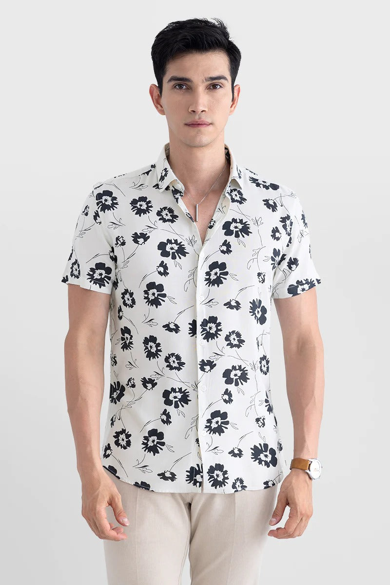 Swag Flower Printed Party Wear Shirt