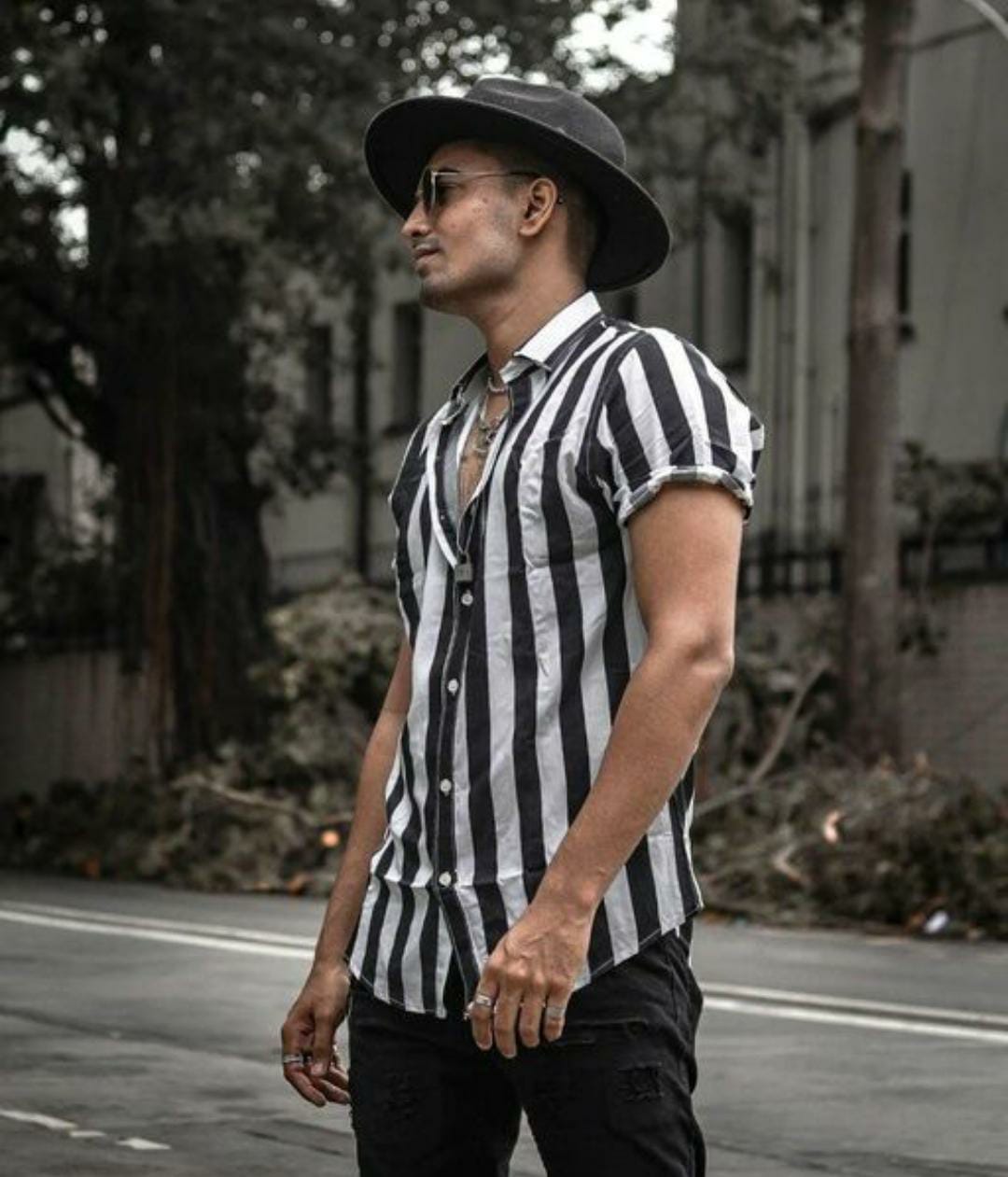 Trendy Stylish Black & White Stripes printed Design Shirt