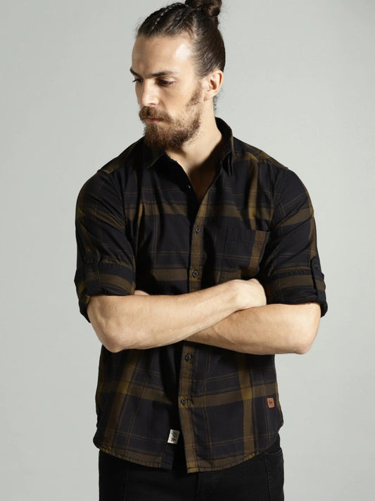 Zigzag mens checked casual shirt